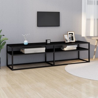vidaXL TV Stand Black 63"x15.7"x15.9" Tempered Glass