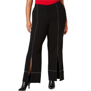 I.N.C International Concepts Womens Slit-Front Casual Wide Leg Pants, Black, 18W - 1 of 1