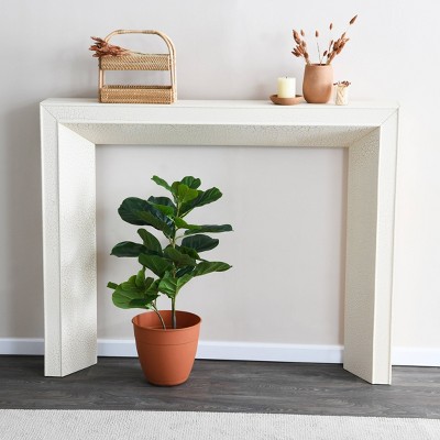 Distressed Cream MDF Decorative Fireplace Mantel, 50" x 40"