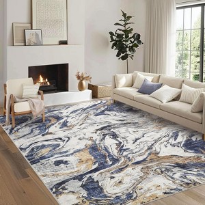 Machine Washable Runner Rug – Non-Slip Low Pile Foldable Soft Modern Abstract Carpet for Entryway Bathroom Laundry Room. - 1 of 4