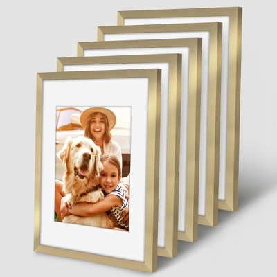 Americanflat 5 Pack of Picture Frames with Mat - Plexiglass Cover