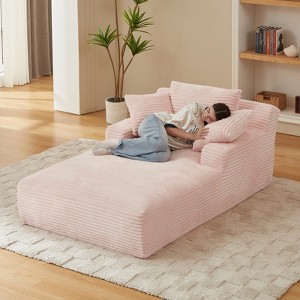 AENKYO Oversized Sleeper Sofa Bed & Cloud Lounge Chair, 2 Pillows Corduroy Upholstered Sofa No Assembly Required for Living Room - 1 of 4