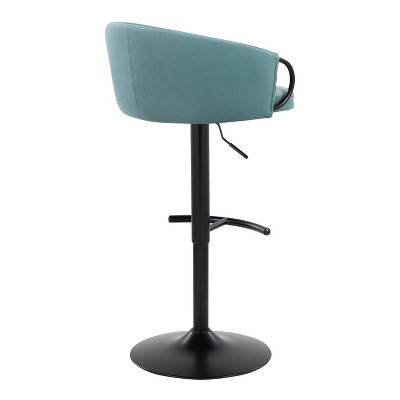 Claire Light Blue Velvet Adjustable Swivel Barstool Set