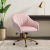 WestinTrends Phoebe Upholstered Velvet Swivel Vanity Office Chair With Wheels - 2 of 4