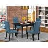 HomeStock 5-Pc Black Solid Wood Top-Rectangular Button Tufted Upholstered Dining Room Set with Butterfly Leaf-Seats 4 - 2 of 4