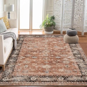 coucheta Washable Area Rug for Living Room, Multi-size Vintage Distressed Floral Non Slip Non-Shedding Carpet, for Home Office, Dining, Bedroom - 1 of 4