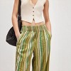 Coolmee Womens Wide Leg Lounge Pants Elastic High Waisted Striped Palazzo Pants Flowy Casual Trousers with Pockets - 3 of 4