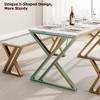 3-Piece Kitchen Dining Set with 2 Benches, X-Shaped Metal Frame Space-Saving Table for Small Kitchen Apartment Studio - 3 of 4