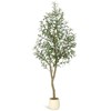 5FT(1pcs) Artificial Olive Tree, UV Resistant Fake Realistic Olive Tree in White Pot with Olives, Moss Decors,  for Front Door Living Room Garden - 2 of 4