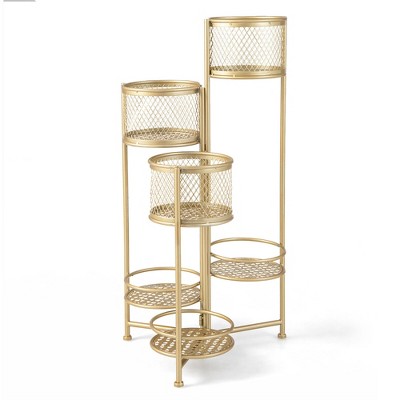 BTGGG Outdoor Plant Stand 3 Tier Foldable Metal Plant Stand Storage