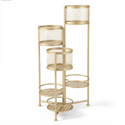 Tangkula 4-tier Metal Plant Stand Indoor 48.5' Tall Plant Shelf For Small  Plants Tiered Plant Holder W/ Golden Metal Frame : Target