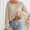 Women‘s Cream Sweater Long Sleeve Honeycomb Knit Pullover - Cupshe - 3 of 4