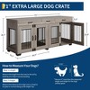 Double Dog Crate Furniture, 71 in  Indoor Wooden Dog Kennel with Removable Divider, 3 Drawers, for Medium Large Breeds, Brown+White - 3 of 4