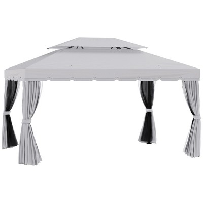 Outsunny 10' x 13' Patio Gazebo, 2-Tier Polyester Roof, Vented Canopy, Mesh, Portable Aluminum Frame for Outdoor