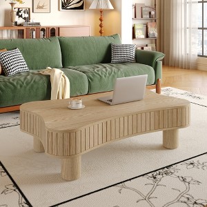 GDFStudio Norton Mid-Century Modern Lift-Top Fluted Wood 42" Coffee Table with Hidden Compartment - 1 of 4