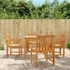 vidaXL 4-Piece Solid Acacia Wood Patio Chairs - Outdoor Garden Furniture with Armrests & Backrest, Slatted Design, Oil Finish, Brown - 2 of 4