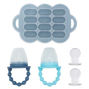 WeeSprout Silicone Baby Food Feeders + Freezer Tray for Batch Prep, Double as Teething Toys, 2-Pack - 1 of 4