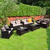 Tangkula 8pcs Outdoor Rattan Sectional Sofa Set w/Cushion Armrest Patio - 3 of 4