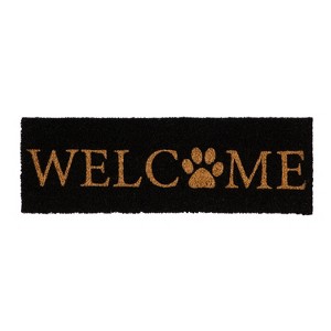 Evergreen Paw Print Welcome Kensington Indoor Outdoor Coir Interchangeable Doormat 9"x2'4" Black - 1 of 4