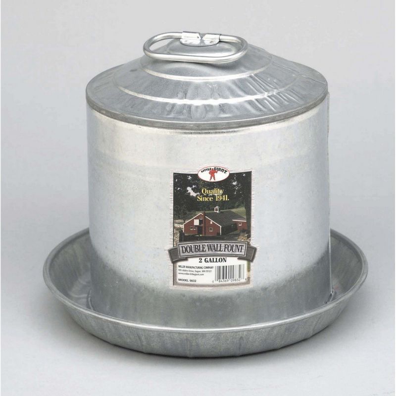 Little Giant 2 Gallon Steel Chick Galvanized Double Wall Fountain, 1 of 2