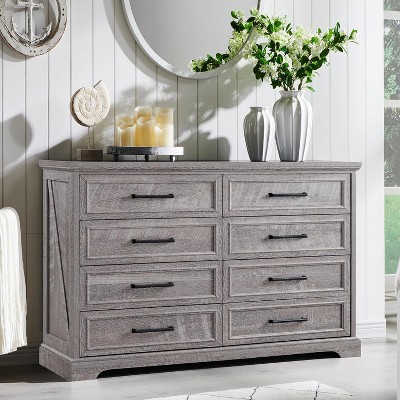 SinCiDo 8 Drawers Dresser for Bedroom, Farmhouse Wooden Chest of Drawer with Metal Handle, 52" W Rustic Drawer Organizer