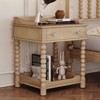 FONTOI Retro Style Nightstand with Drawer&Metal Handle, Bedside Table with Turned Legs&Open Shelf for Living Room, Bedroom, Natural, 17.7"*24.6"*20.4" - 2 of 4