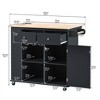 OUTSUPPLY Kitchen Island with Drop-Leaf, Mobile Workstation with Wine Rack, 5 Wheels & Adjustable Storage - 2 of 4