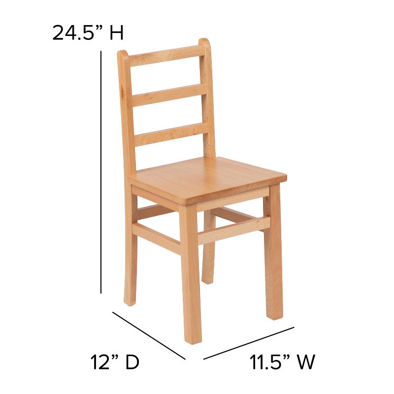 Emma and Oliver Kids Natural Solid Wood Table and Chair Set for Classroom, Playroom, Kitchen, 5 of 10