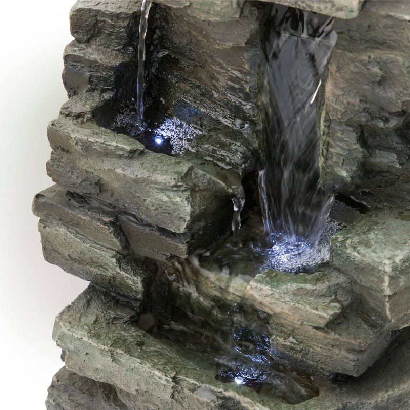 13&#34; Resin Waterfall Tabletop Fountain with LED Lights Gray - Alpine Corporation, 6 of 10