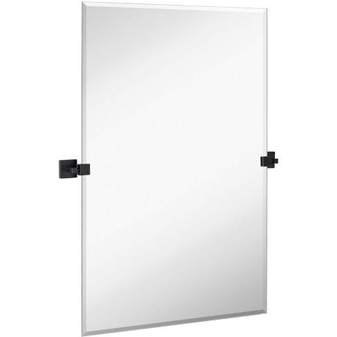 Hamilton Hills 24" x 36 " Frameless Pivot Wall Mirror With Matte Black Squared Wall Brackets - image 1 of 4