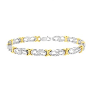Haus of Brilliance 10k Yellow Gold Plated Silver 1/4 cttw Diamond Infinity and X Link Bracelet - 1 of 4