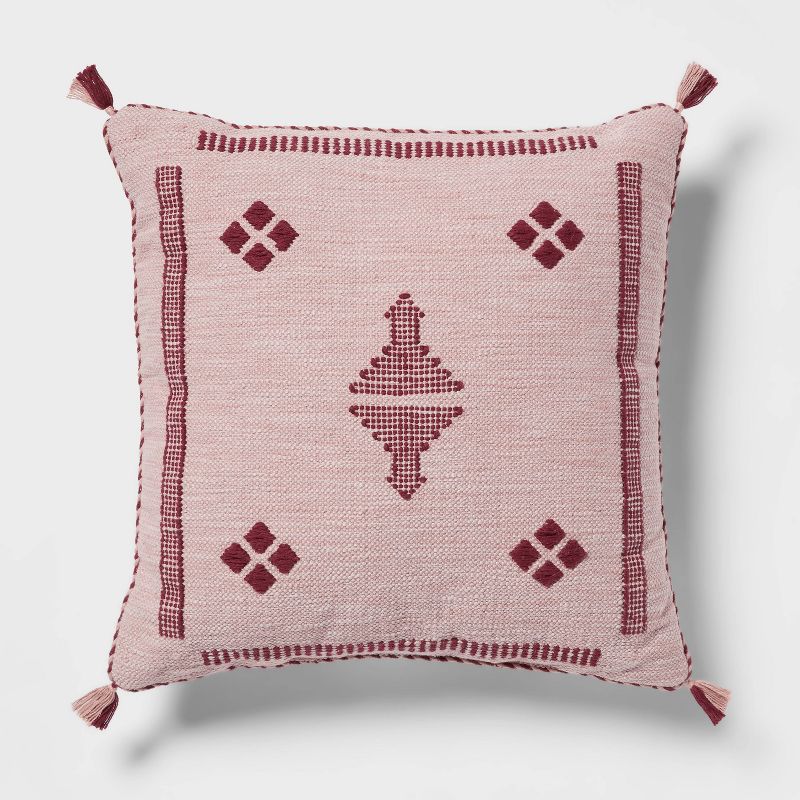 Cactus Silk Woven Square Diamond Dec Pillow Mauve - Threshold&#8482;, 1 of 6