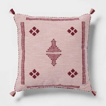 Boho Cactus Silk Woven Square Diamond Dec Pillow Mauve - Threshold™