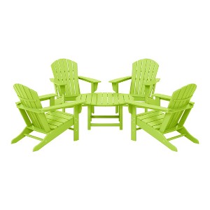 WestinTrends Dylan 5-Piece Outdoor Patio HDPE Adirondack Chair With Round Coffee Table Conversation Set - 1 of 4