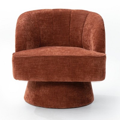 Crestlive Products Swivel Barrel Chair Modern 360 Degree Round Swivel Accent Chair Comfortable Upholstered Linen Fabric Swivel Sofa Chair