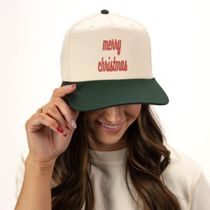 Simply Sage Market Embroidered Merry Christmas Bold Cursive  Canvas Trucker Hat - 1 of 2