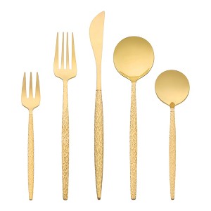 REGALWOVEN Stainless Steel Mirror Polished Flatware with Knife Spoons and Forks Set Silverware Set 20 Pcs - 1 of 4
