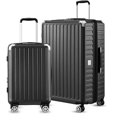 LUGGEX 28 Inch Luggage with Spinner Wheels, PC Expandable Hard Shell Suitcases Large Checked Luggage, 2-Piece Set (20/28), Charcoal Metallic