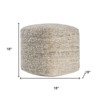 HomeRoots 18" Ivory Cotton Wool And Jute Striped Pouf Ottoman - 3 of 4