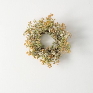 Sullivans 13.5" Artificial Spring Mini Leaf & Berry Ring - 1 of 4