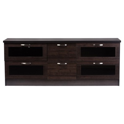 Adelino Dark Brown MDF TV Cabinet with Glass Doors