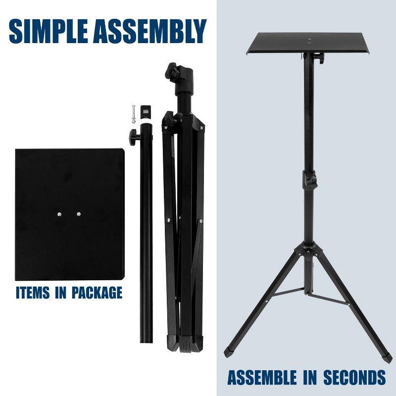Mount-It! Height Adjustable Tripod Projector and Laptop Stand Tray | Tall Projector Stand for Indoor & Outdoor | Short Throw Projector & Laptop Stand, 2 of 9