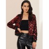INSPIRE CHIC Women's Sequin Long Sleeve Zipper Up Glitter Bomber Jacket - 3 of 4