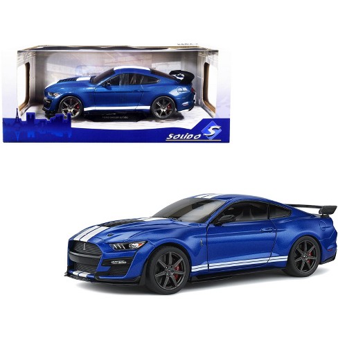 2020 Ford Mustang Shelby GT500 Fast Track Ford Performance Blue Metallic  with White Stripes 1/18 Diecast Model Car by Solido