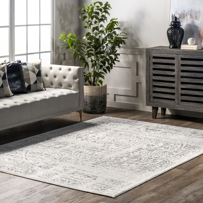 Elegant Gray 3' x 5' Synthetic Vintage Traditional Area Rug