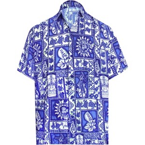 LA LEELA Mens Hawaiian Shirts Short Sleeve Button Down Shirt Floral Shirt Men Summer Beach Casual Vacation Tropical Shirts for Men Funny - 1 of 4