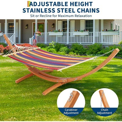 Wood Hammock Stand Only, 475 lbs Capacity Curved Hammock Base for Indoor Outdoor Use, Heavy Duty Weatherproof Frame, Natural Wood