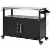YOOCOZZ Metal Outdoor Rolling Grill Cart & Kitchen Island with Stainless Steel Top and Storage Cabinet - Black - 2 of 4