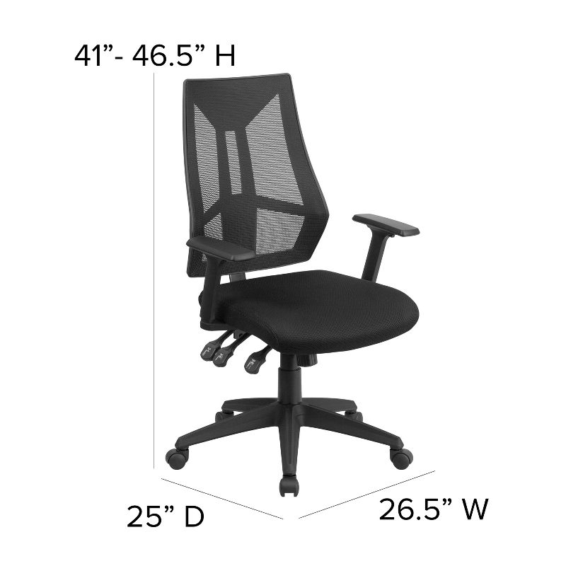 Flash Furniture High Back Black Mesh Multifunction Swivel Ergonomic Task Office Chair with Adjustable Arms, 5 of 13