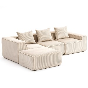 Resenkos Modular Sofa Set, Flexible & Expandable, Sectional Couch for Living Room, Easy Assembly And Space-Saving Design, Corduroy, Gray - 1 of 4